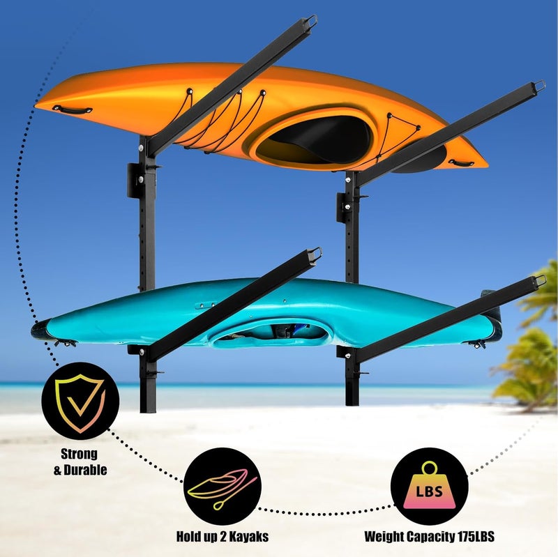 BTRAM Kayak Storage Rack, Heavy Duty Freestanding Sup Storage Stand for Outdoor Use, Storage Rack for Kayaks, SUPs, Canoe and Paddleboard,… - Image 3